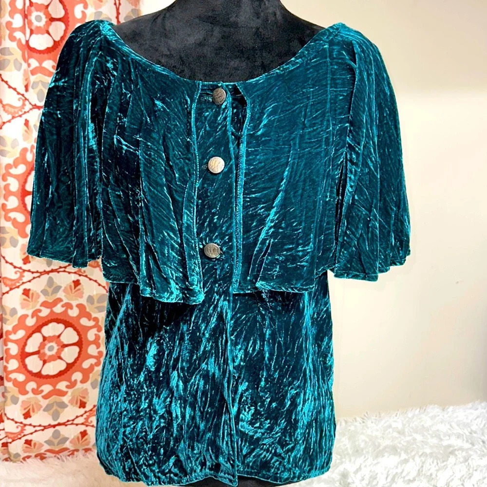Vintage M Designs by Martin McCrea Blue-Green Off Shoulder Top